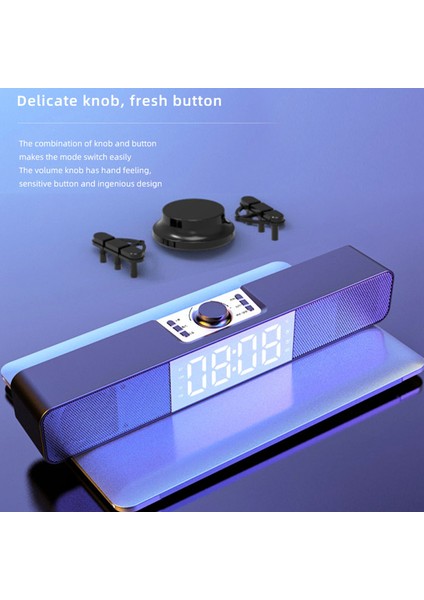 Bluetooth 5.0 Masaüstü Hoparlör Çalar Saat Çift Subwoofer Fm Radyo Pc Tv Telefon Uyumlu (Yurt Dışından) fiyatları
