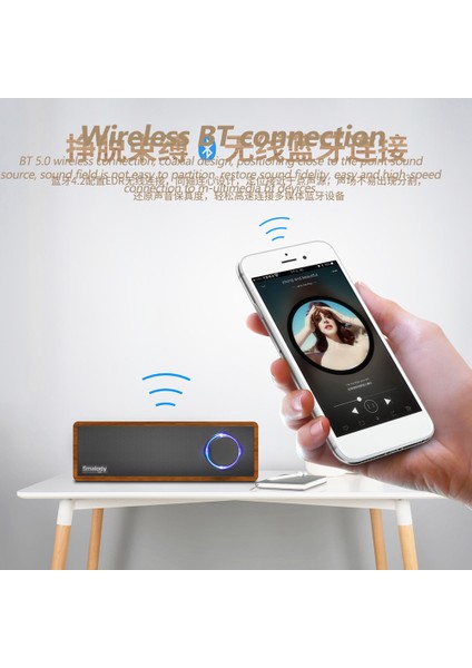 Taşınabilir Ahşap Bluetooth Hoparlör - Kablosuz Stereo, Güçlü Ses (Yurt Dışından)