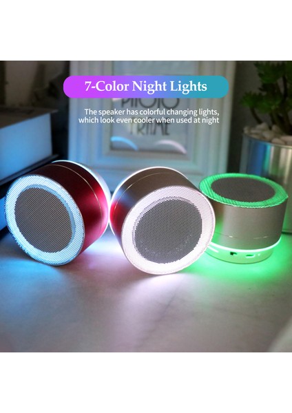 Mini Bluetooth Hoparlör 7 Renkli Işık Seyahat ve Açık Hava Için Taşınabilir (Yurt Dışından) modelleri
