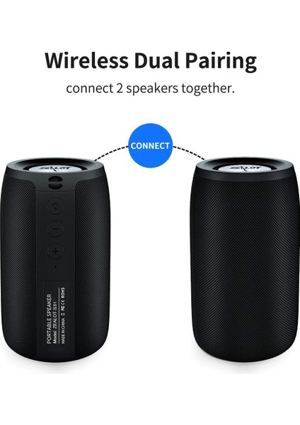 Zealot Bluetooth Hoparlör Su Geçirmez 25 Saat Taşınabilir Siyah (Yurt Dışından)
