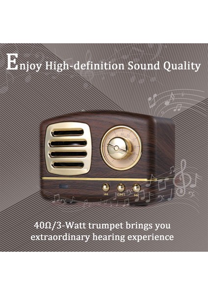 Mini Taşınabilir Kablosuz Retro Hoparlör, Dahili Mik, Bluetooth, Tf Kart, Seyahat Parti Mutfak (Yurt Dışından)