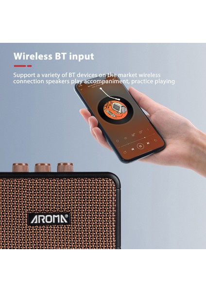 Aroma Bluetooth Dahili Pil Çift Ses Efekti 5W Gitar Hoparlörü (Yurt Dışından) fırsatları