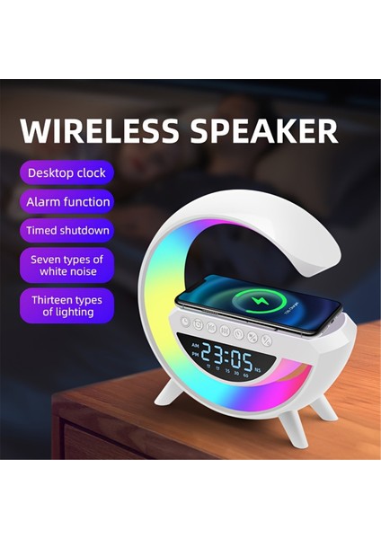 LED Başucu Lambası Bluetooth Hoparlör 15W Kablosuz Şarj (Yurt Dışından) indirimleri