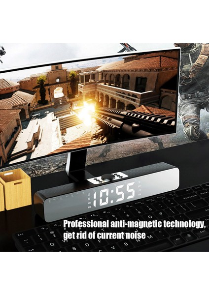 Kablosuz Bluetooth Hoparlör, Ayna Ekranlı Çift Alarmlı Saat - Stereo Ses ve Hands-Free Mikrofonlu Ev Ofis Seyahat Hoparlörü (Yurt Dışından)