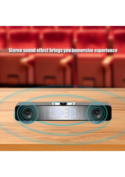 Kablosuz Bluetooth Hoparlör, Ayna Ekranlı Çift Alarmlı Saat - Stereo Ses ve Hands-Free Mikrofonlu Ev Ofis Seyahat Hoparlörü (Yurt Dışından)