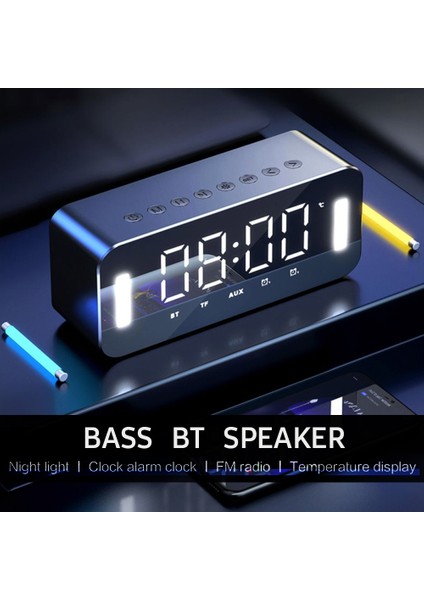 Mc-H8 Bluetooth Hoparlörlü Alarm Saati Gece Işığı 2500MAH (Yurt Dışından)