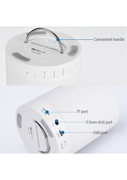 2'li 1 Arada Kablosuz Taşınabilir Bluetooth Hoparlör ve 7 Renkli Dokunmatik LED Gece Lambası (Yurt Dışından)