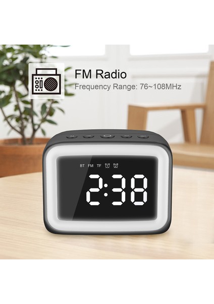 BT511 Bluetooth Hoparlörlü Alarmlı Saat, Fm Radyo, LED Gece Lambası Şarj Edilebilir (Yurt Dışından)