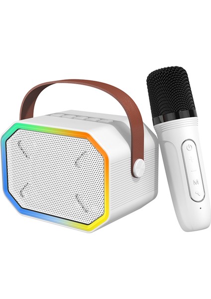 Mini Bluetooth Karaoke Hoparlör Kablosuz Mikrofonlar Renkli LED Işıklar Ev Partileri (Yurt Dışından)