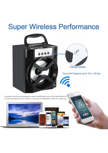 MS-134BT Kablosuz Bluetooth Hoparlör ve Subwoofer, Fm Radyo, Tf Kart Yuvası (Yurt Dışından)