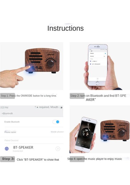Retro Bluetooth Hoparlör: Güçlü Ses, Alexa Desteği, Tf/aux Girişli, Taşınabilir Ahşap Tasarım (Yurt Dışından)