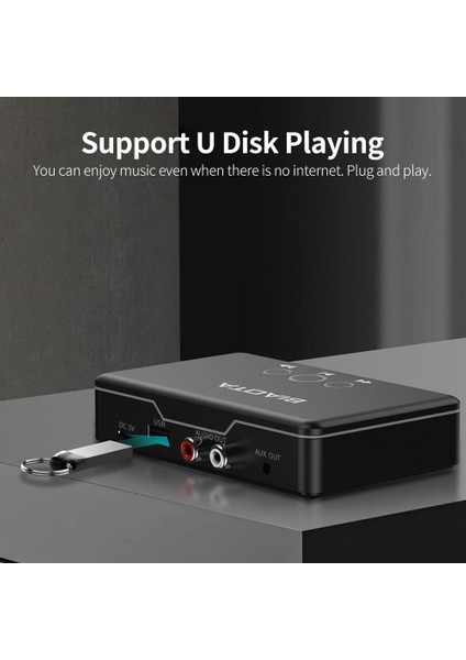Bt5.0 Ses Alıcı Aux Rca USB Çalma Ev ve Araç Stereo Siyah (Yurt Dışından)