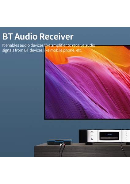 Bt5.0 Ses Alıcı Aux Rca USB Çalma Ev ve Araç Stereo Siyah (Yurt Dışından)