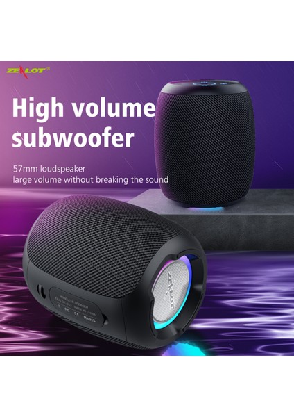 S53 Taşınabilir Su Geçirmez Bluetooth Hoparlör Ipx6 Stereo Ses Bt5.0 (Yurt Dışından)