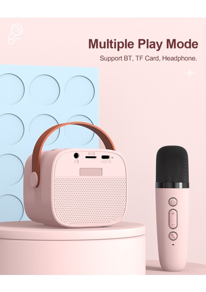 Mini Bluetooth Karaoke Hoparlör Kablosuz Mikrofonlu Taşınabilir Ev Parti Sistemi (Yurt Dışından)