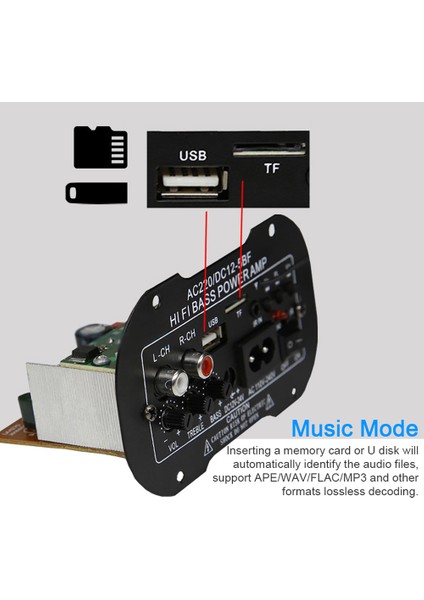 Bluetooth Amplifiye Kartı Aux USB Sd Destekli Kumandalı Bas Tiz Ayarlı (Yurt Dışından) fırsatları