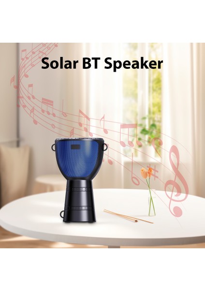 Afrika Davul Tasarımlı Güneş Enerjili Bluetooth Hoparlör - Taşınabilir Kablosuz Açık Hava Hoparlörü, El Fenerli Güneş Panelli (Yurt Dışından) indirimleri