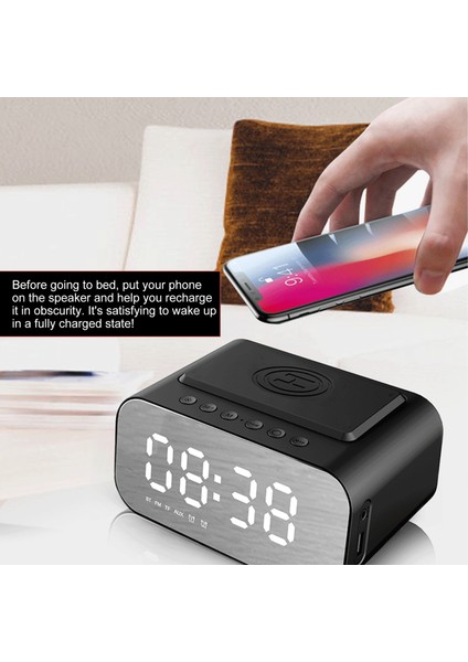Dijital Masa Saati Hoparlörlü Bluetooth 5.0 ve Kablosuz Şarj (Yurt Dışından)