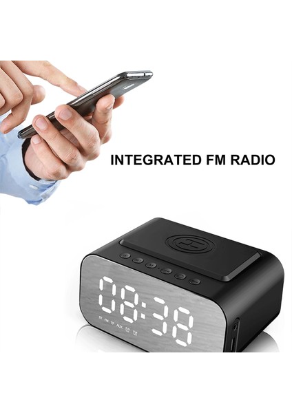 Dijital Masa Saati Hoparlörlü Bluetooth 5.0 ve Kablosuz Şarj (Yurt Dışından)
