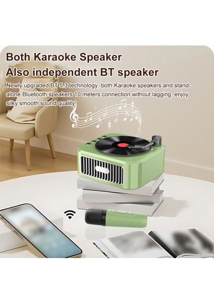 Retro CD Hoparlör Bluetooth 5.3 Kablosuz Çift Mikrofonlu Hi-Fi Ses 10 Saat Usb/tf Kart Desteği (Yurt Dışından)