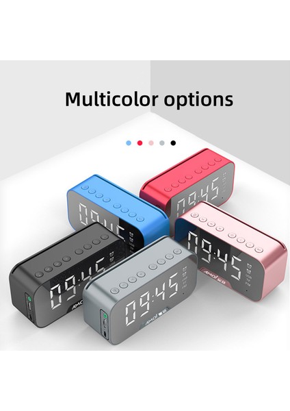 G5 G10 Kablosuz Taşınabilir Bluetooth Hoparlör Pembe Aynalı Saat Sesli Kart (Yurt Dışından)