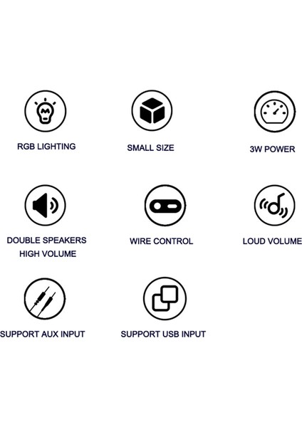 Masaüstü Bilgisayar Hoparlörü USB 3.5mm Kablolu Mavi Işık (Yurt Dışından) fiyatları