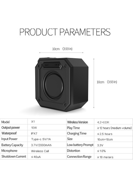 X1 Açık Hava Ipx7 Su Geçirmez Bluetooth Hoparlör Tws 10W Subwoofer (Yurt Dışından) indirimleri