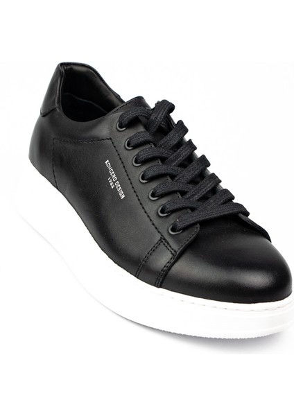 2225 Siyah Deri Erkek Sneaker Ayakkabı