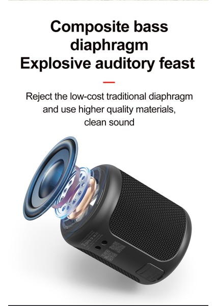 Draco 15W Kablosuz Bt5.0 Taşınabilir Subwoofer Hoparlör (Yurt Dışından)