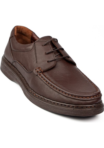 1627 Bağcıklı Kahverengi Deri Erkek Günlük Ayakkabı