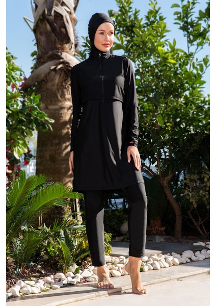 Likralı Tam Kapalı Tesettür Mayo 25204-1 Siyah fırsatları