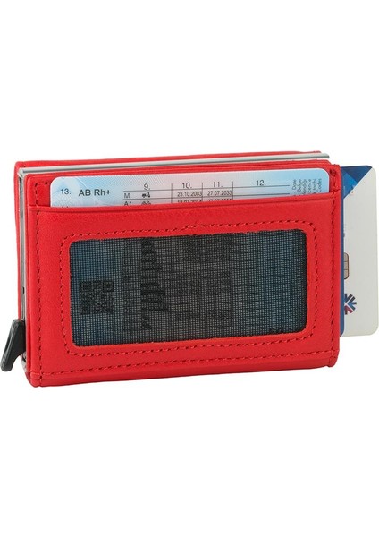 Kırmızı Deri Mekanizmalı Otomatik Kızaklı Kartlık Cüzdan modelleri