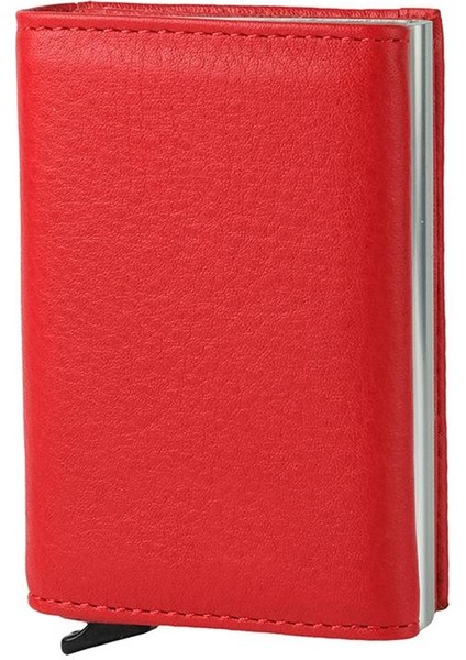 Kırmızı Deri Mekanizmalı Otomatik Kızaklı Kartlık Cüzdan fırsatları