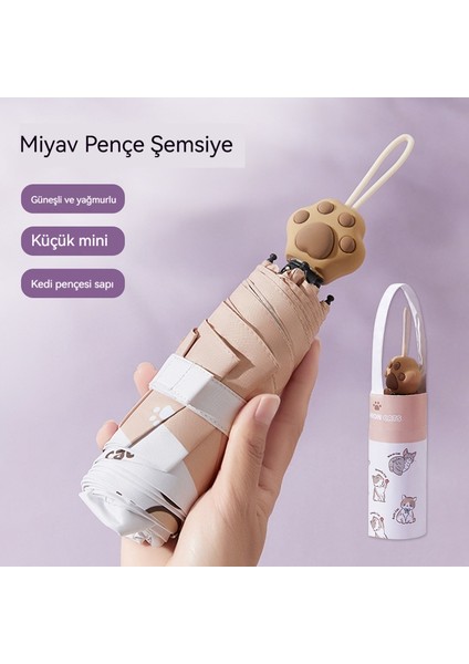 Anti-Uv Güneşli Şemsiye, Güneşlik Şemsiyesi, Sevimli Kedi Pençesi Kolu, Yaratıcı Katlanır Şemsiye (Yurt Dışından)