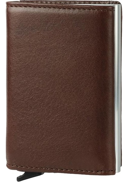 Kahve Deri Mekanizmalı Otomatik Kızaklı Kartlık Cüzdan indirimleri