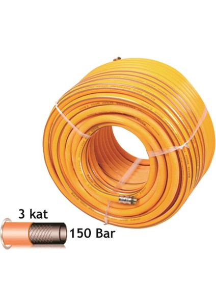 BC-8-100-3 İlaçlama Hortumu 100 m 8 Ml 3 Kat Sarı