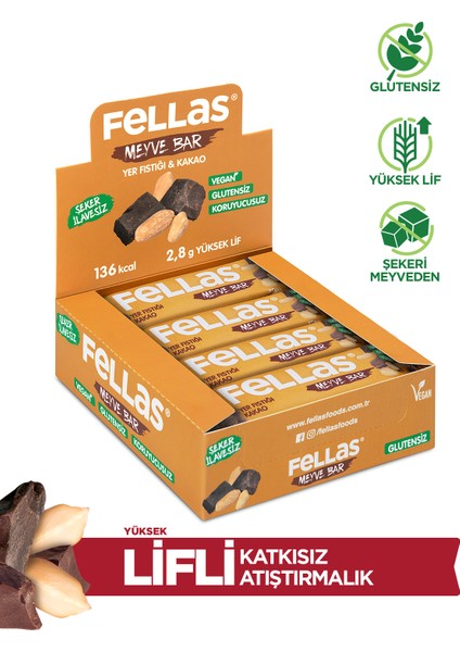 Meyve Bar - Yer Fıstığı & Kakao 35 g x 12 adet
