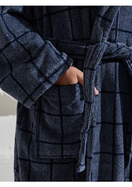 %100 Pamuk Şalyaka Özel Tasarım Kare Çizgili Erkek Bornoz modelleri