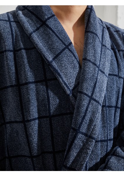 %100 Pamuk Şalyaka Özel Tasarım Kare Çizgili Erkek Bornoz fırsatları