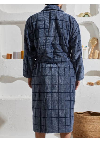 %100 Pamuk Şalyaka Özel Tasarım Kare Çizgili Erkek Bornoz indirimleri