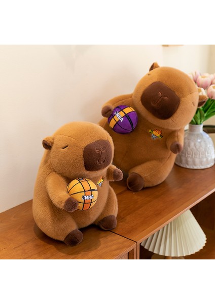Basketbol Capybara Peluş Oyuncaklar Bebek Yastık Bebek Tatil Hediyesi (Yurt Dışından)