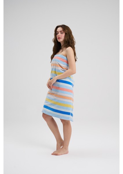 100% Pamuk Ocean Breeze Renkli Cizgili Plaj Havlusu - Havuz Havlusu - Beach Towel - 80X160CM modelleri