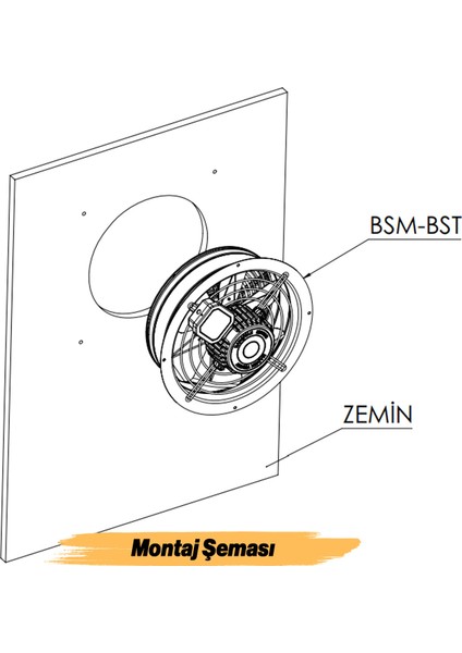 Havalandırma Aspiratörü Fanı 65 W Monofaze Kirli Hava Kötü Koku Tahliye Metal Fan 250 mm Vantilatör