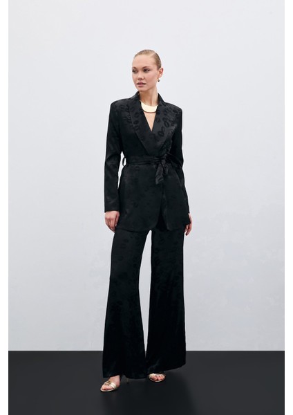 Bol Paça Desenli Pantolon - Siyah fiyatları