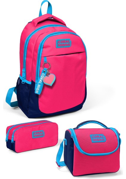 Kids Neon Mercan Lacivert 3’lü Okul Çanta Seti SET0114392