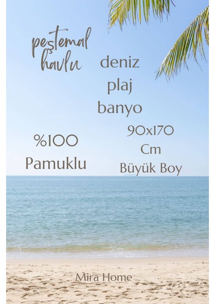 Serenity Büyük Boy Peştemal Havlu Deniz Plaj Banyo 90 x 170 cm Pamuk