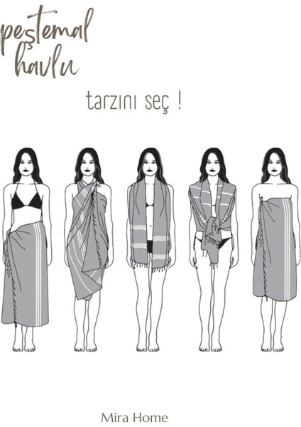 Serenity Büyük Boy Peştemal Havlu Deniz Plaj Banyo 90 x 170 cm Pamuk