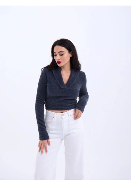 42531 Triko Simli Yakalı Cropantrasit