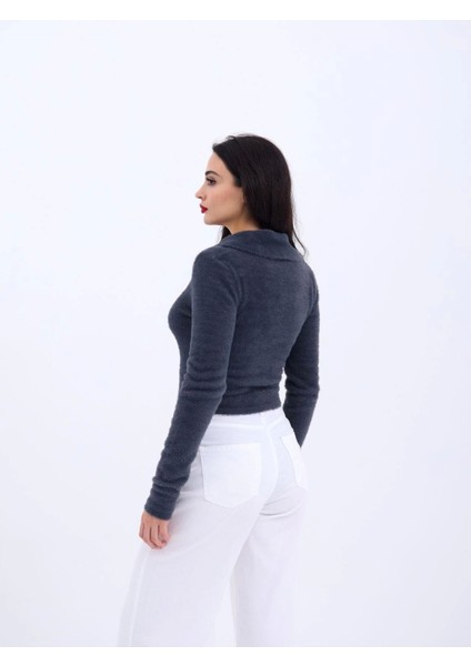 42531 Triko Simli Yakalı Cropantrasit