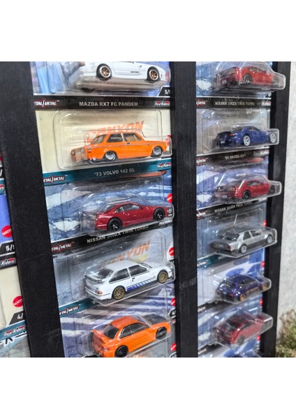 Premium Kart Rafı Hot Wheels , Matchbox Uyumlu Kart Koleksiyoner Doğal Ahşap Sergileme Vitrini